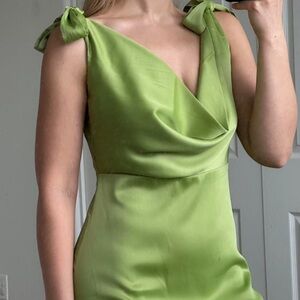 RIHOAS Green Midi Dress with Shoulder Ties